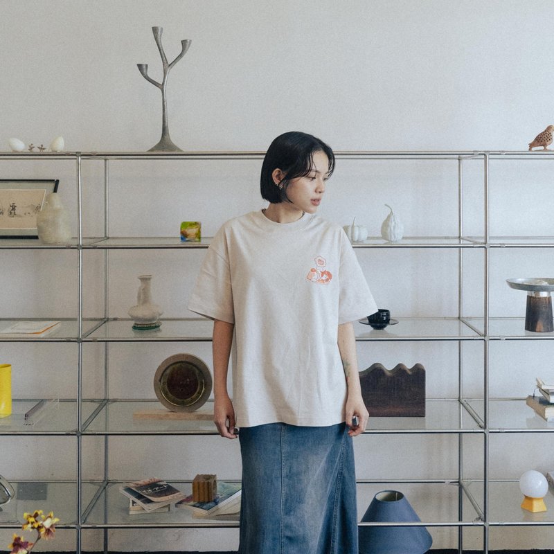 【Pre-Order】Canine & Feline Flight Oversized Tee (Cream Beige) - Men's T-Shirts & Tops - Cotton & Hemp White