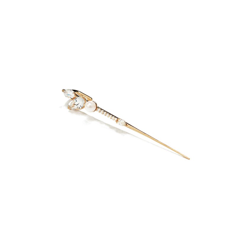 華麗珍珠耳針 925銀厚鍍18K金 Imbosom Earpin - 耳環/耳夾/耳骨夾 - 純銀 金色