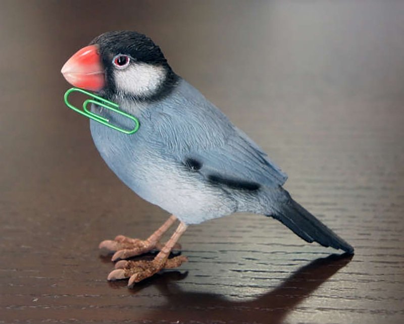 日本Magnets療癒系列櫻文鳥迴紋針吸鐵/桌上擺飾/文具收納座 - 其他 - 其他材質 灰色