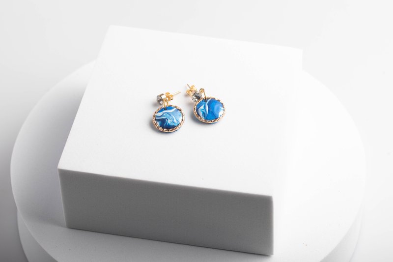 Polymer Clay Earrings  handmade | modern jewelry | simple jewelry - 耳環/耳夾/耳骨夾 - 塑膠 藍色