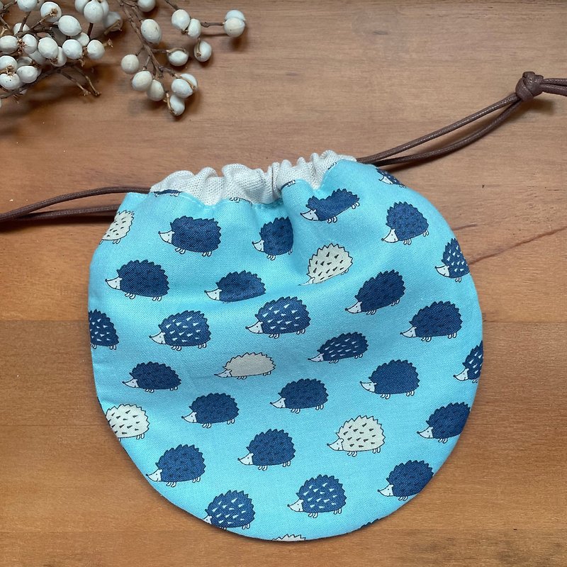 Little hedgehog pure cotton round drawstring bag - Toiletry Bags & Pouches - Cotton & Hemp 