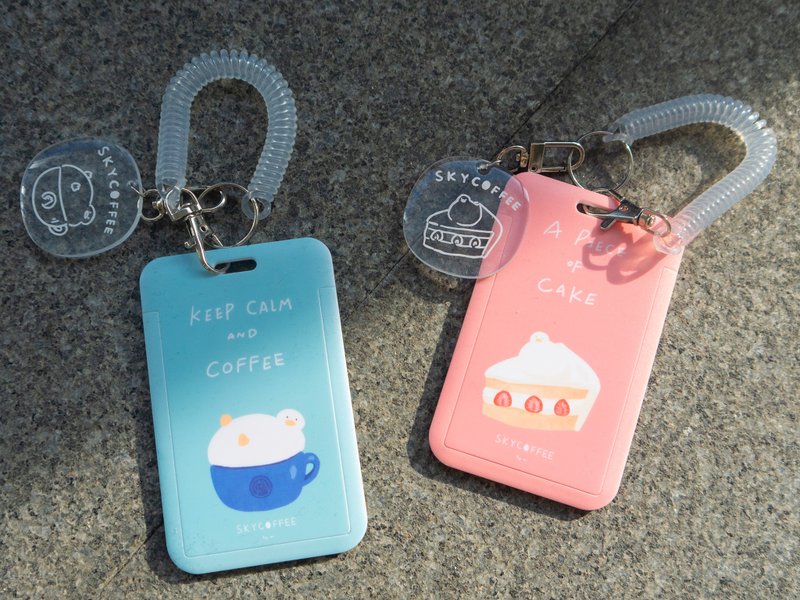 スライドカードホルダー＋のりチャーム カピバラ店長とアヒル【SKYCOFFEE】 - 定期入れ・パスケース - プラスチック ピンク