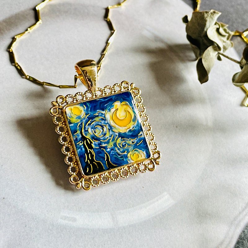 Handmade The starry night necklace pendant | cloisonné - Necklaces - Resin Blue