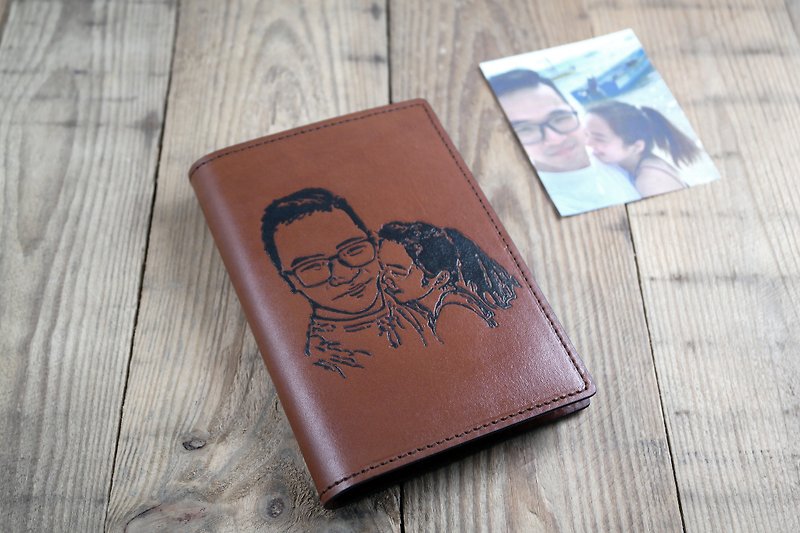 APEE leather handmade ~ extension image passport holder ~ Brown - ที่เก็บพาสปอร์ต - หนังแท้ สีนำ้ตาล
