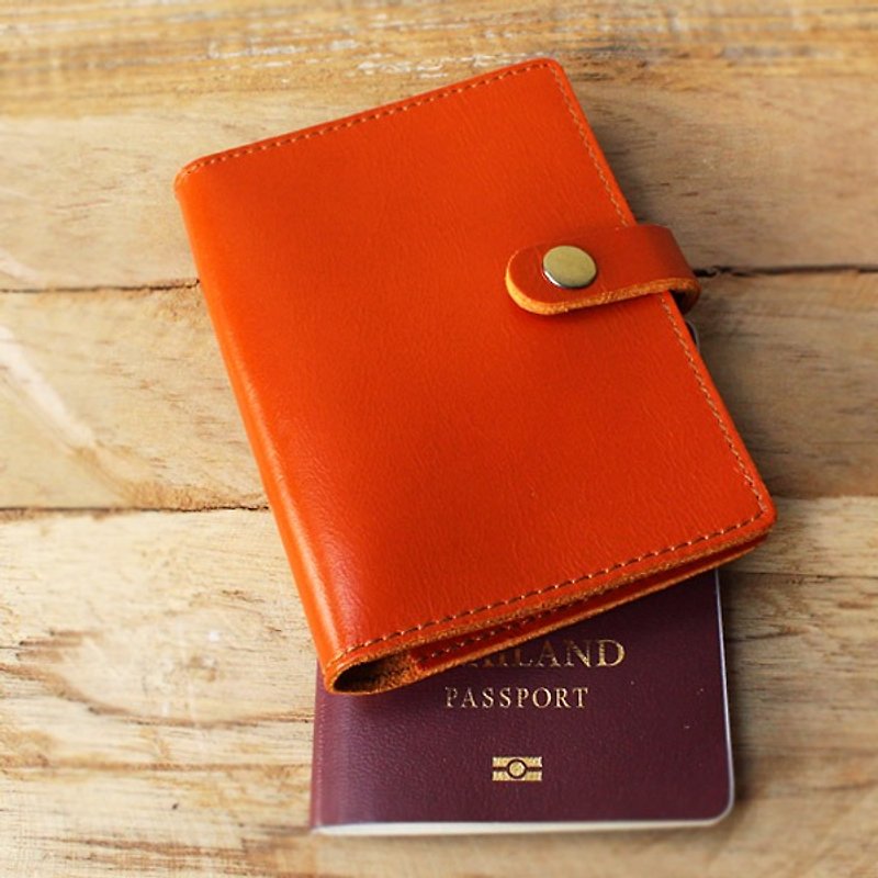 Passport Case - Orange (Genuine Cow Leather) / Passport Cover / Passport Holder - Passport Holders & Cases - Genuine Leather 