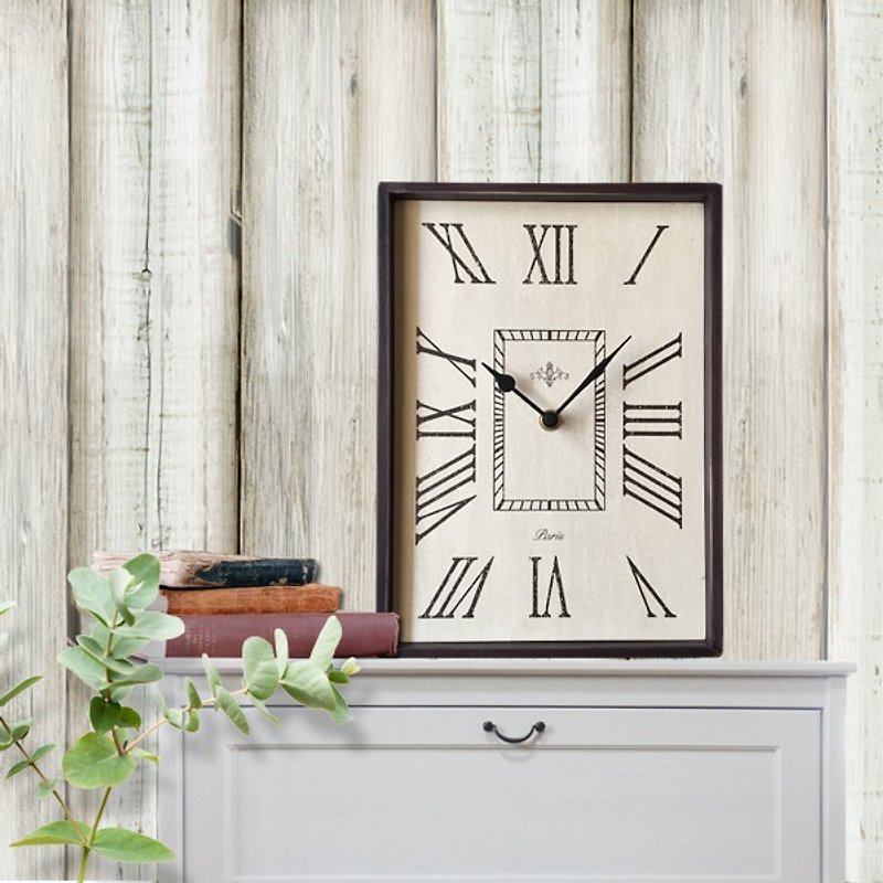 Wood wall clock- beige-mute -vantage-restro chic--wall decor-21X29cm-rectangle - Clocks - Wood 