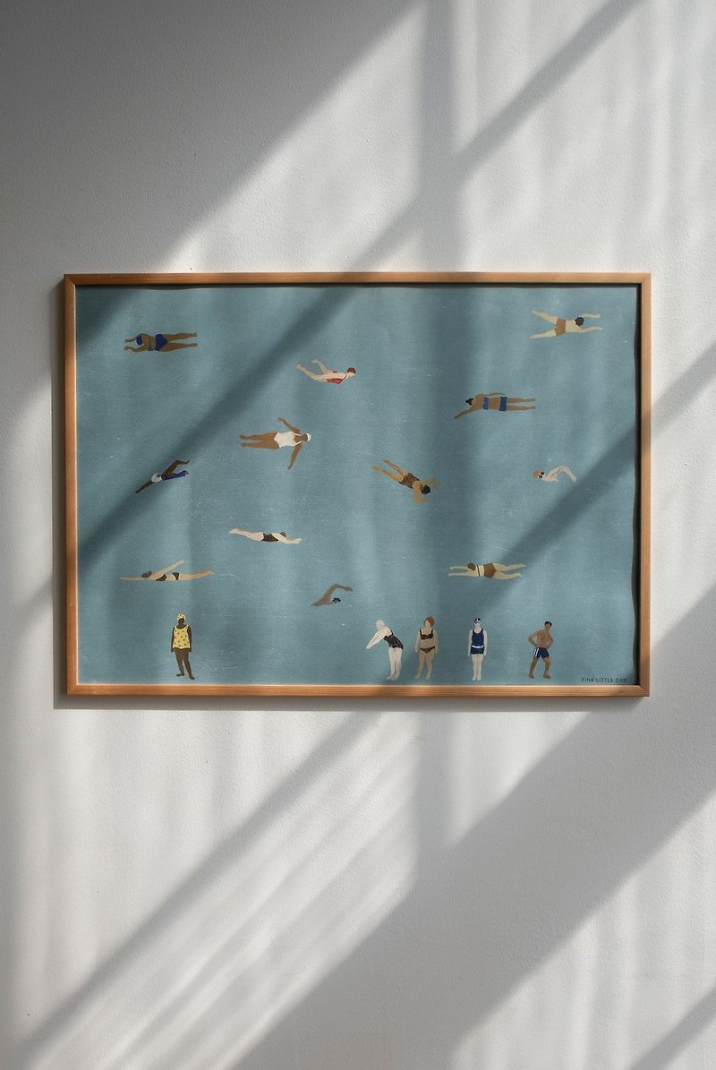 Elisabeth Dunker - Swedish artist designs poster SWIMMER POSTER - โปสเตอร์ - กระดาษ สีน้ำเงิน