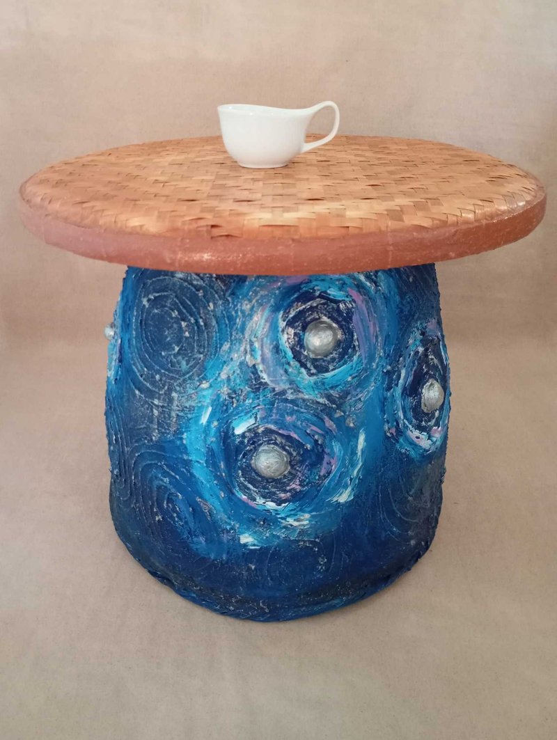 Art original painted coffee table Starry sky - Dining Tables & Desks - Bamboo Blue