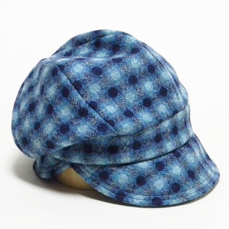 でっかいキャス-ブルーチェック【PS0664-Blue】 - 帽子 - その他の素材 ブルー