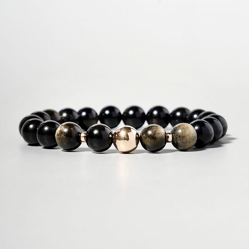 Sands obsidian 14k gold-plated bracelet is not afraid of the villain's crystallization - Bracelets - Crystal Black