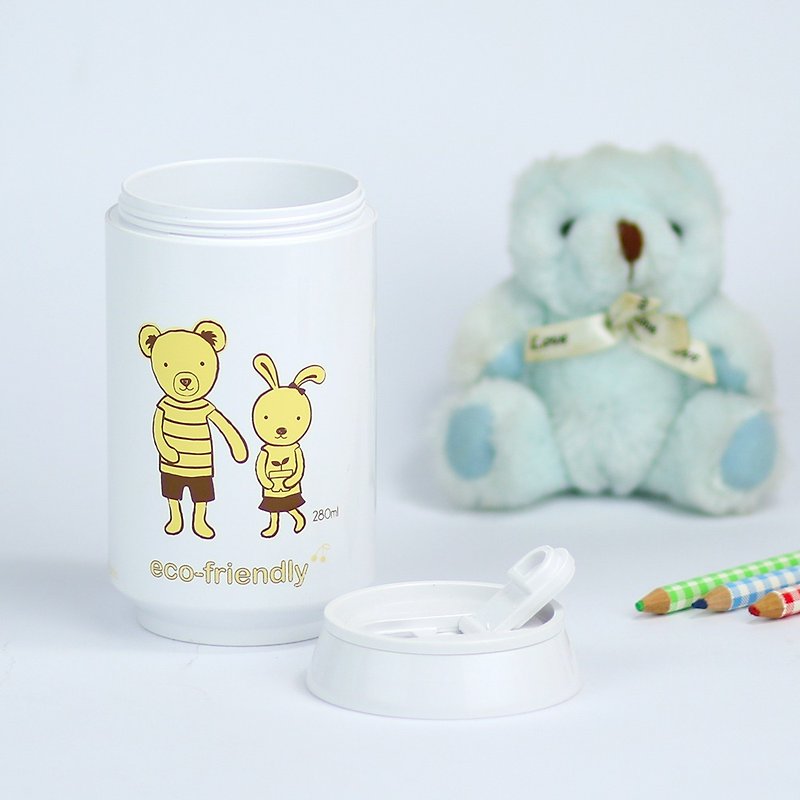 PLAStudio-ECO CAN-280ml-Rabbit & Bear-Made from Plant-Limited - Mugs - Eco-Friendly Materials White