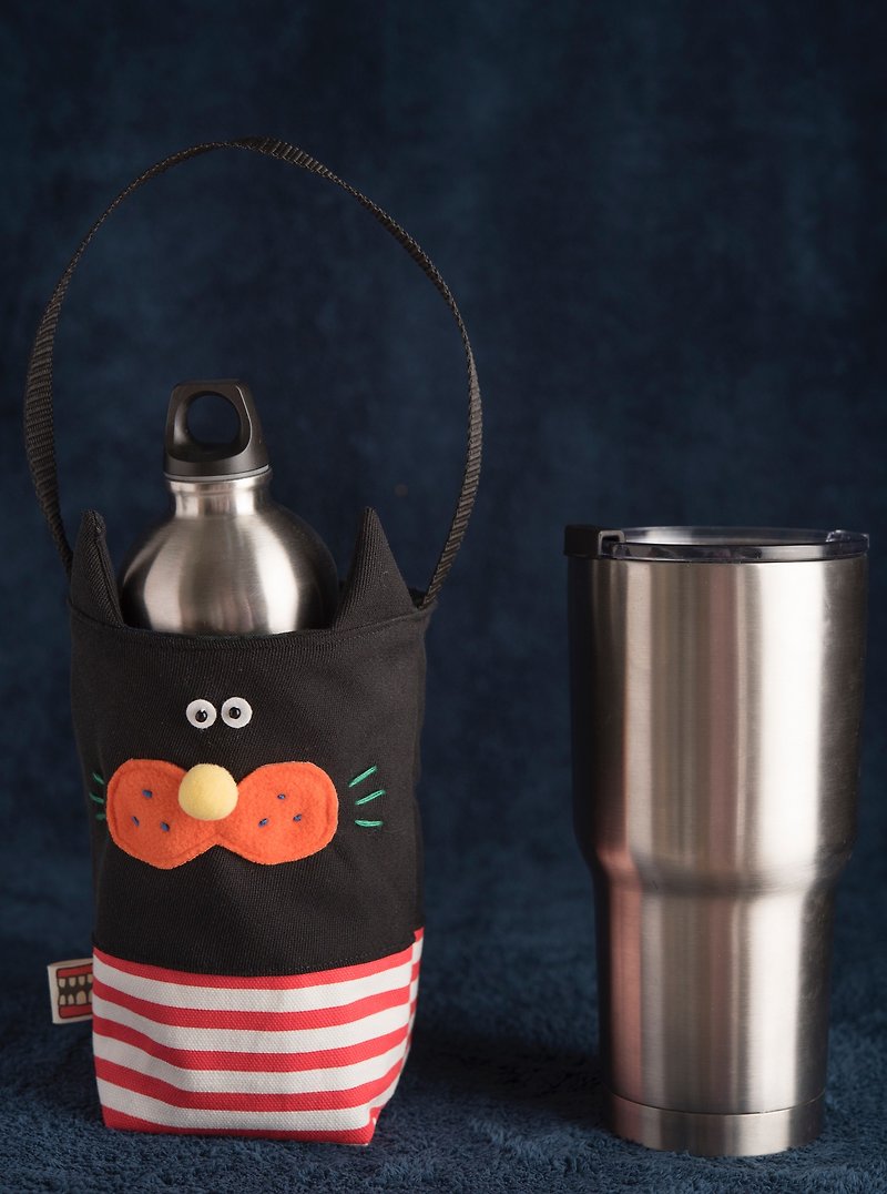 Black cat water bottle bag/handbag - Handbags & Totes - Other Man-Made Fibers Black