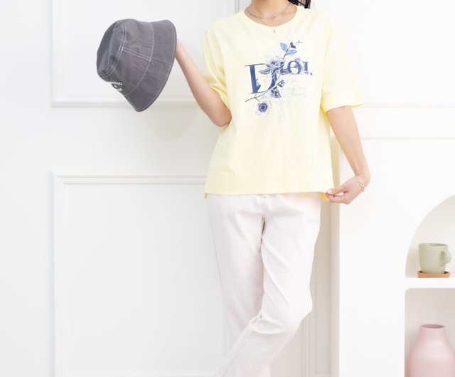 DIOR 花柄刺繍半袖トップ ライトイエロー - ショップ meyalady T