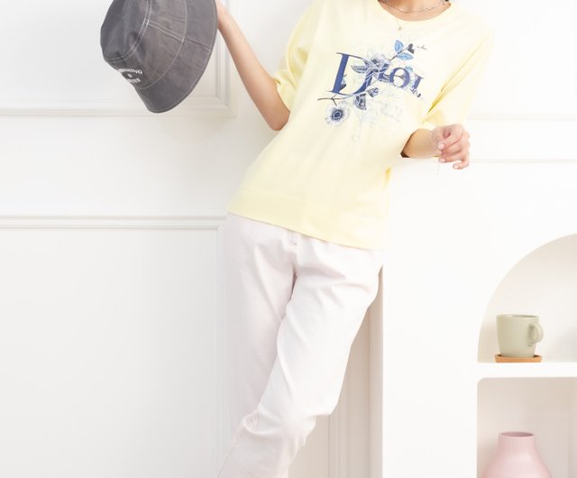 Christian Dior 半袖トップス　すずらん刺繍　麻100% 25秋♪DIOR スズラン刺繍入り半袖シャツ 493C521B3040 (Dior