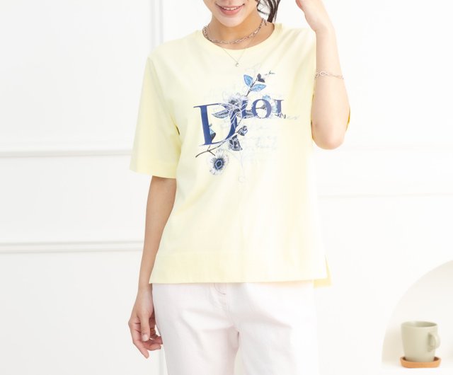 DIOR 花柄刺繍半袖トップ ライトイエロー - ショップ meyalady T