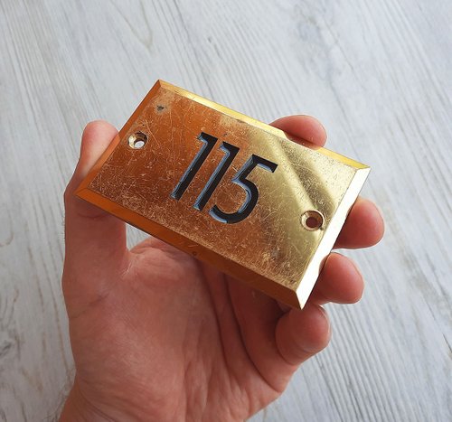 真鍮ナンバープレート ゴールド ブラック ヴィンテージ アドレス ナンバー プレート 115