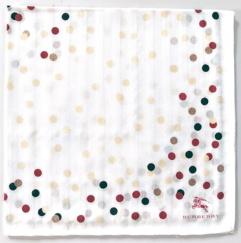 Burberry Vintage Handkerchief Polka Dot 20 x 19.5 inches - 手帕 - 棉．麻 白色