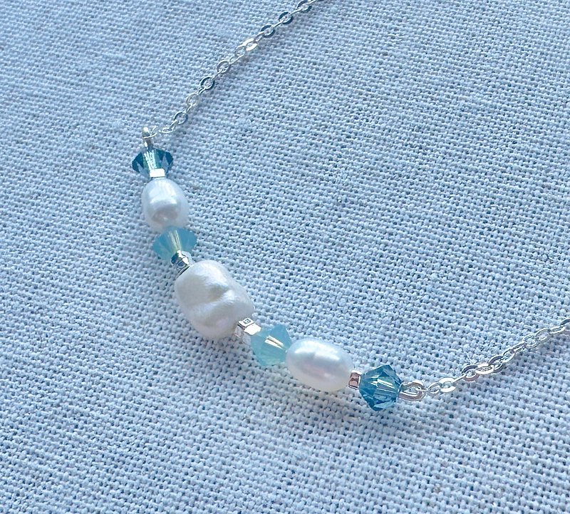 Blue sterling silver natural pearl bracelet - Bracelets - Pearl Blue