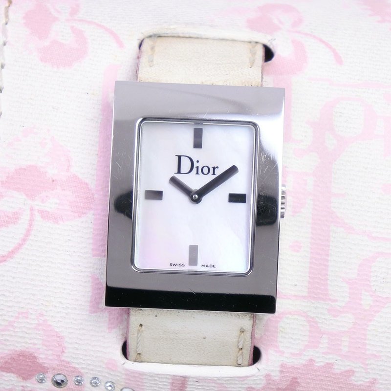 【日本直送】クリスチャンディオール Dior マリス 腕時計 D78-109 SS × レザー 白 クオーツ ホワイトシェル文字盤 レディース【中古】 - 女錶 - 不鏽鋼 白色