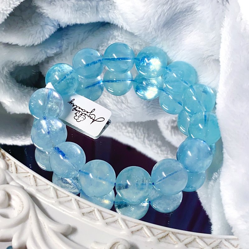Amelia Jewelry丨Aquamarine Bracelet丨Devil Aquamarine丨Seawater Sapphire丨Island Aquamarine - สร้อยข้อมือ - คริสตัล สีน้ำเงิน