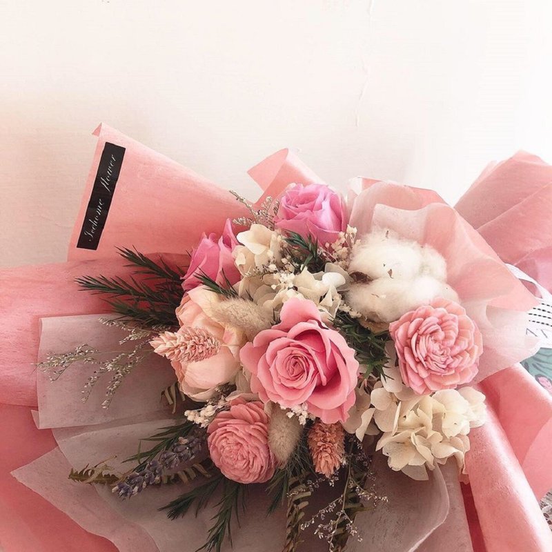 永生花束 乾燥花束 永生花 索拉花 畢業花束 情人節花束 生日花束 - 乾燥花/永生花 - 植物．花 粉紅色