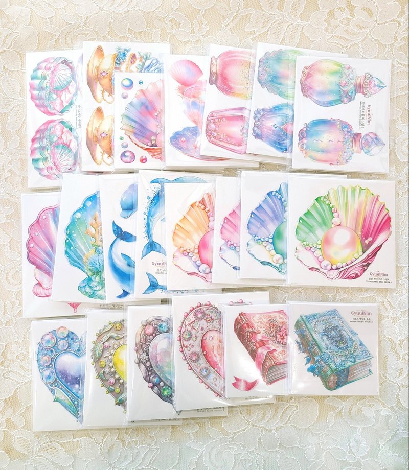 Mermaid summer package box - 貼紙 - 紙 