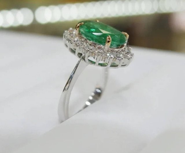 4Ct+ 天然エメラルド 18K ホワイト ゴールド ダイヤモンド リング レディース ツートン ゴールド、リング - ショップ  gemsjewelrings リング・指輪 - Pinkoi
