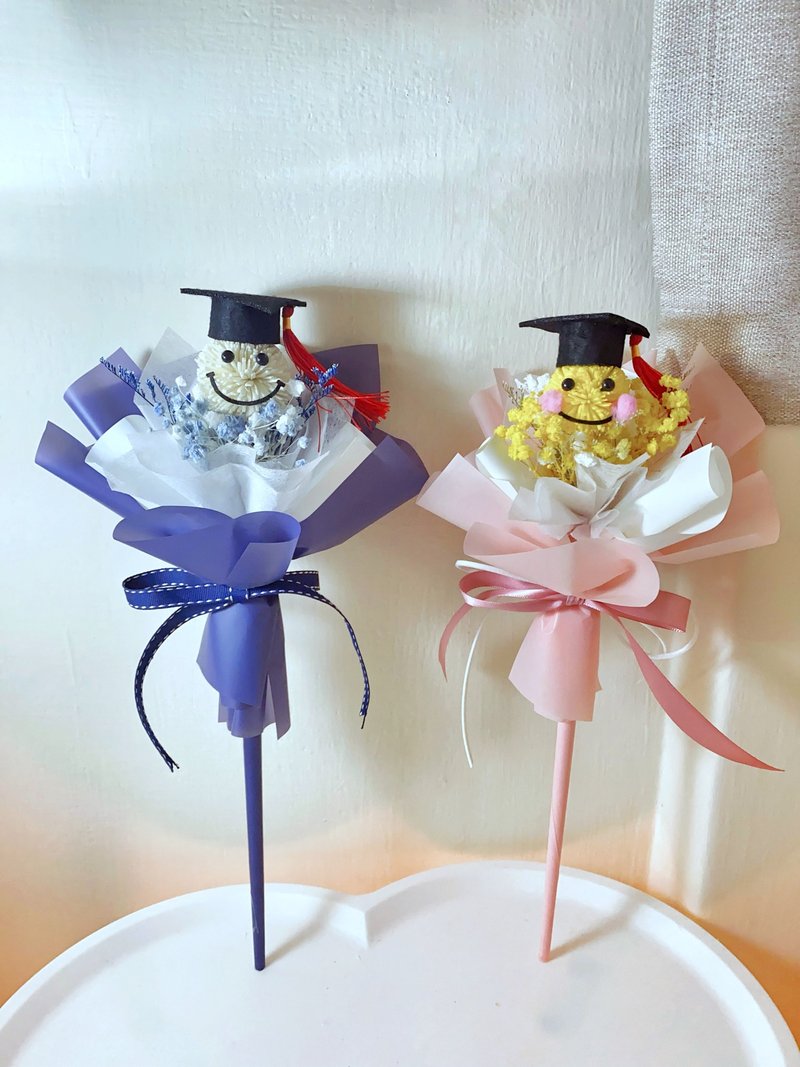 索拉乒乓表情花束 畢業花束 畢業禮物 可擴香花束 永生花 - 乾燥花/永生花 - 植物．花 黃色