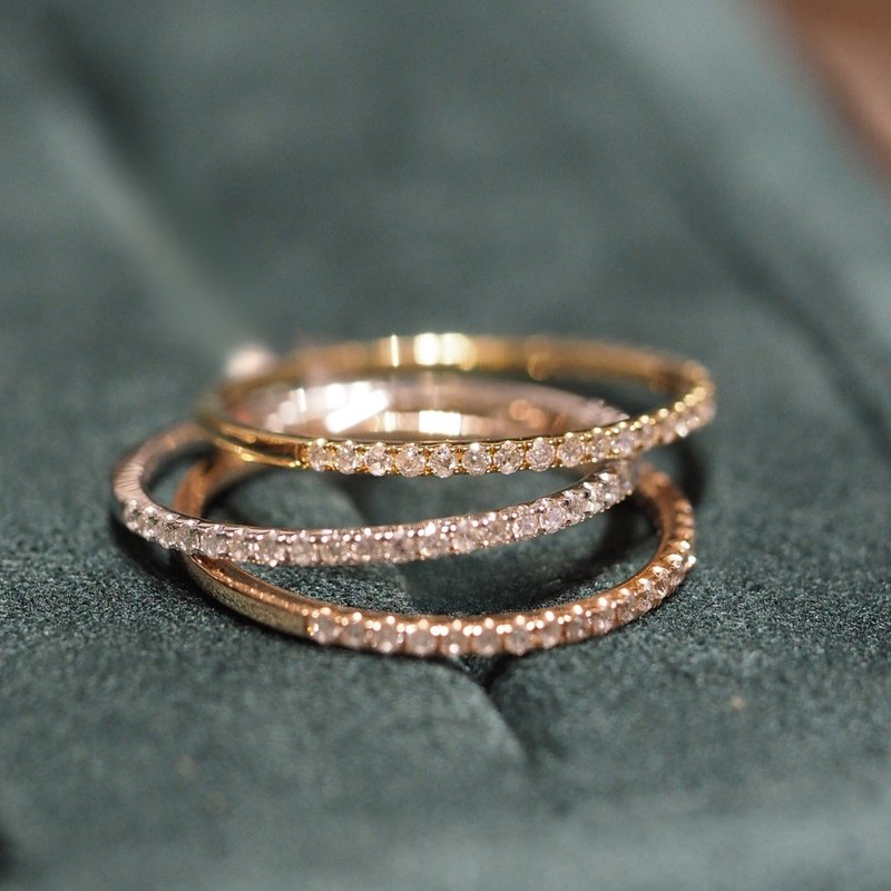 18K金超薄鑽石戒指  Ultrathin Diamond Band Ring - 戒指 - 貴金屬 