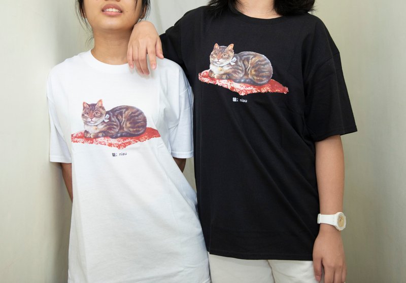 Pre-order T-Shirt - Cat In Taiwanese (台語貓 niau ) - Men's T-Shirts & Tops - Cotton & Hemp White