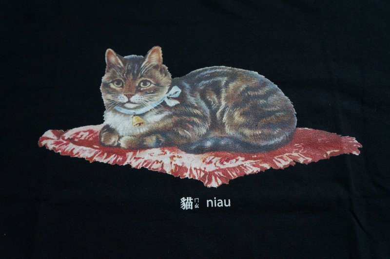 短袖T恤 - 貓 - niau - 男 T 恤 - 棉．麻 白色