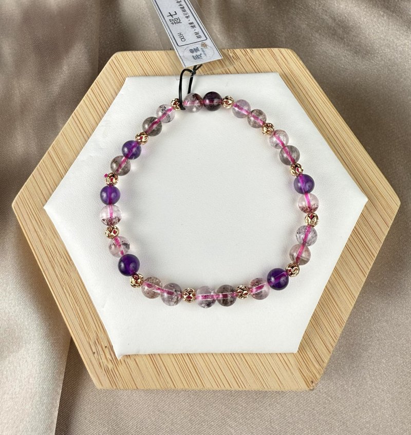 超七 水晶手鍊 平衡七脈輪 靈性與直覺 情緒安定 禮物 送禮 療癒 - 手鍊/手環 - 水晶 紫色
