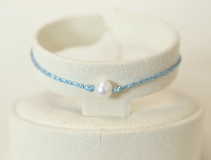 925 Sterling Silver Natural Pearl Lucky Bracelet-Light Blue E3 - สร้อยข้อมือ - ไข่มุก สีน้ำเงิน