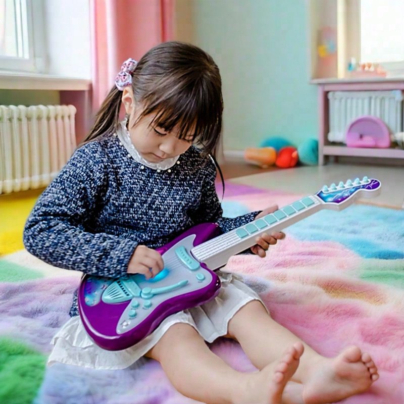 Dazzling light playing music guitar Children's Day gift recommendation Christmas gift box graduation gift - Kids' Toys - Plastic Purple