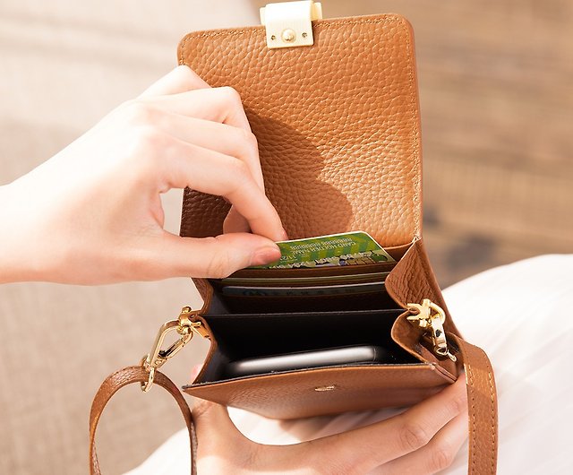 Lucky bag CHENSON leather mobile phone bag + coin purse clip set