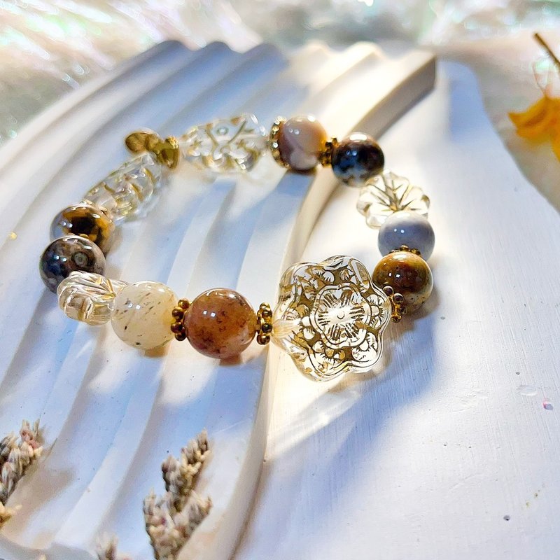 【米蘭大教堂|靈魂專屬寶物|水晶手環】捷克珠|海洋碧玉 - 手鍊/手環 - 水晶 金色