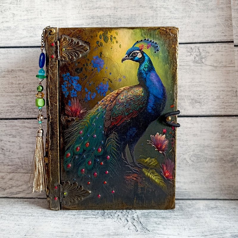 Book-Box Peacock,Card box,Keepsake box,Box for money,Banknote case,Jewelry box - 居家收納/收納盒/儲物盒 - 木頭 綠色