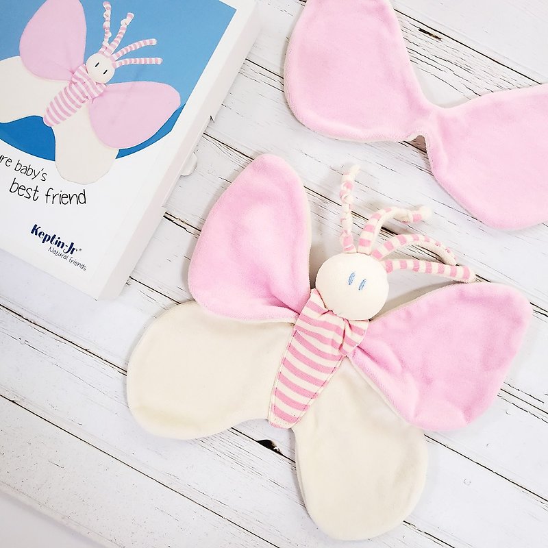 Bondifly Organic Cotton Butterfly Doll Breast Pad Comforting Towel Salmon-Salmon Powder - Baby Gift Sets - Cotton & Hemp Pink