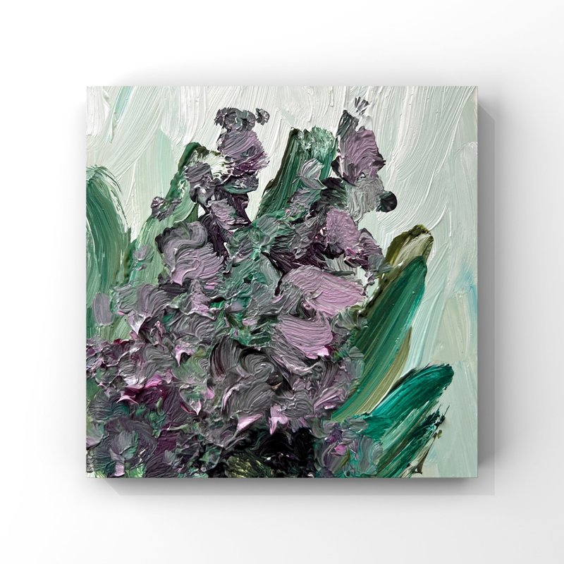 Lilac flower art lilac original oil painting small floral artwork impressionist - 海報/掛畫/掛布 - 其他材質 多色