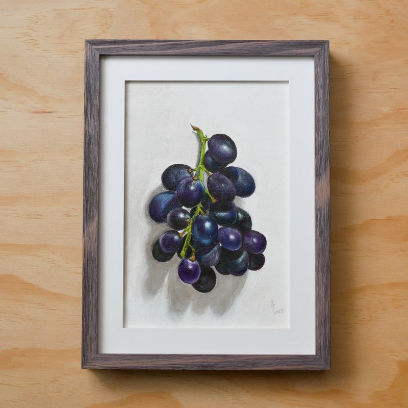 Original oil painting | framed | Fruit series_grapes - โปสเตอร์ - วัสดุอื่นๆ 