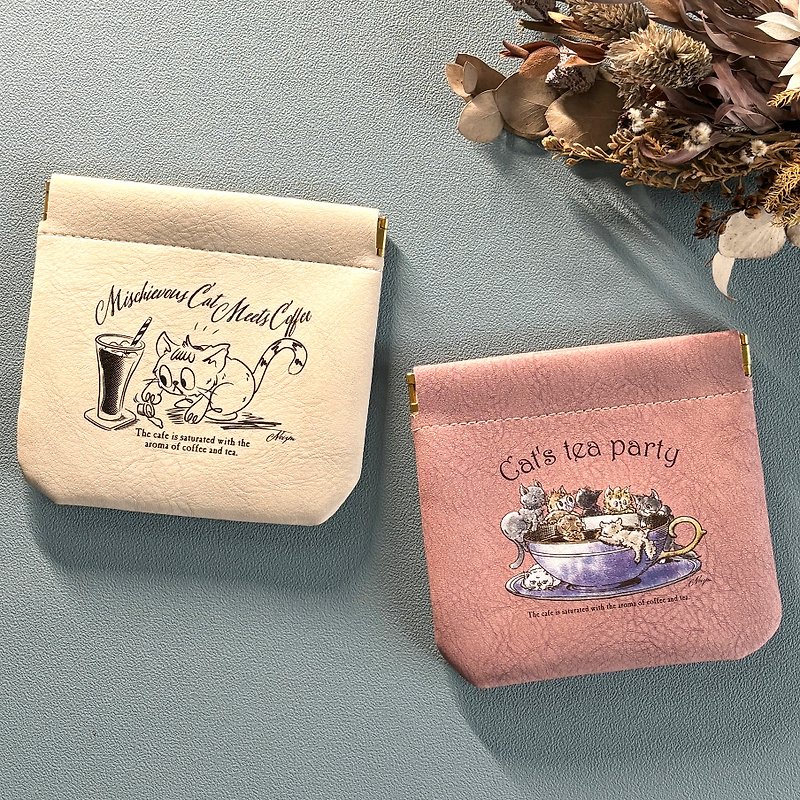 Spring-loaded pouch [pink] - กระเป๋าเครื่องสำอาง - หนังแท้ สึชมพู