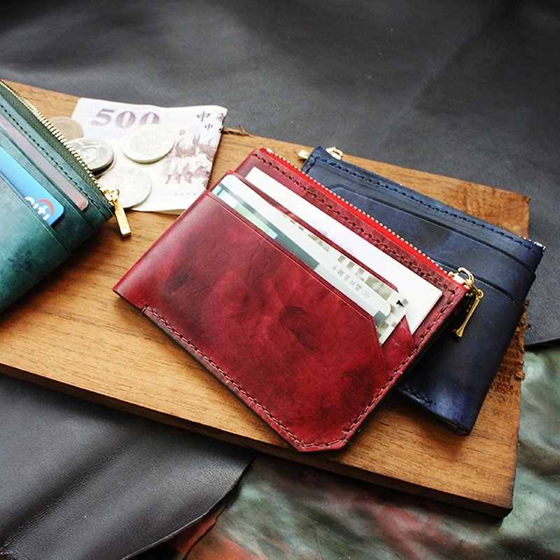 Dyeing Series - Alvis Small Wallet - Total 3 Colors Customized - กระเป๋าสตางค์ - หนังแท้ สีแดง