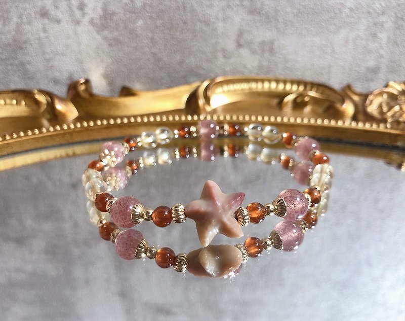 Alashan, orange Stone, starry strawberry crystal, citrine natural stone bracelet - Bracelets - Crystal 