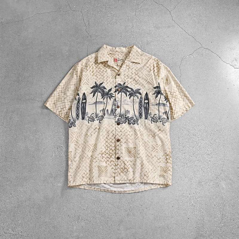Aloha Shirts 夏威夷衫 / 古著花襯衫、夏季古著襯衫、保齡球襯衫 - 男襯衫/休閒襯衫 - 其他材質 卡其色