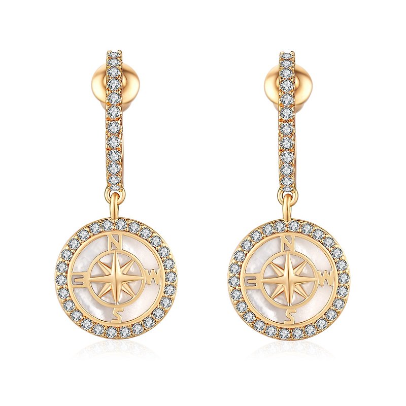 Magic Compass | 925 Sterling Silver Simple | Life is going on series - Earrings & Clip-ons - Sterling Silver Gold