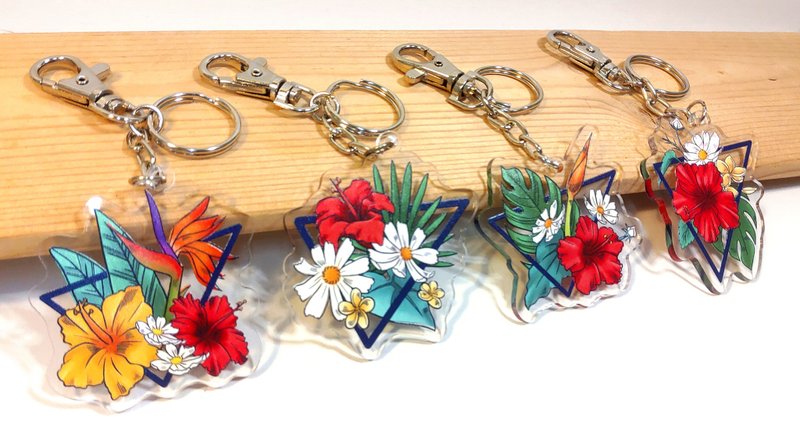 Acrylic Floral Keychain - ที่ห้อยกุญแจ - อะคริลิค สีแดง