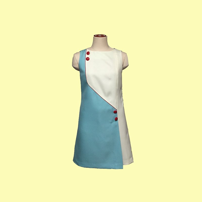 retro one-piece dress jeanne2 sleeveless - ชุดเดรส - เส้นใยสังเคราะห์ ขาว
