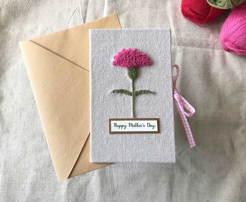 Carnation Flower Mother's Day Handmade Card Mother's Day Card | Peach Flower - Cards & Postcards - Other Materials Multicolor