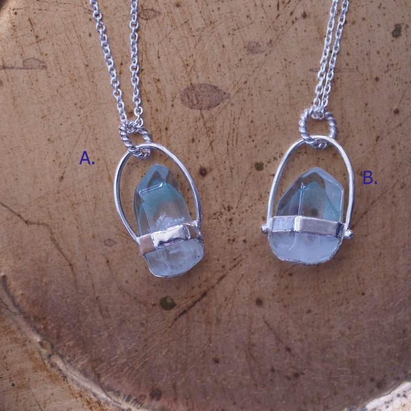金字塔翠幽靈 綠幽靈石 手工純銀項鍊 Green Phantom Quartz - 項鍊 - 水晶 綠色