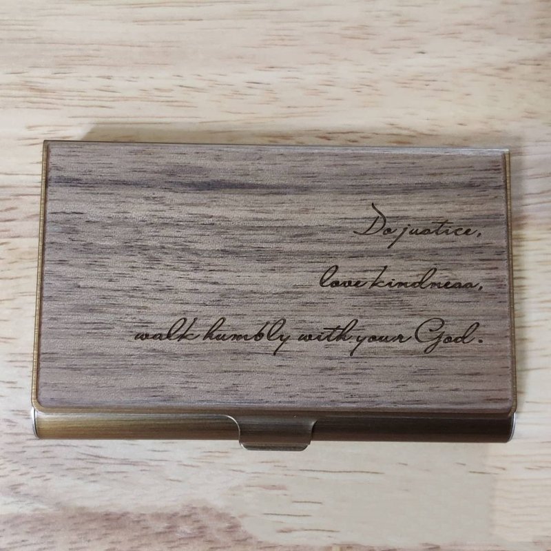 Customized card case engraving name woodwork walnut cherry wood rosewood cardcase - Card Holders & Cases - Wood 